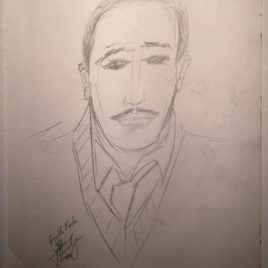 Pencil sketch of the artist Arnaldo Rocha Rabell.